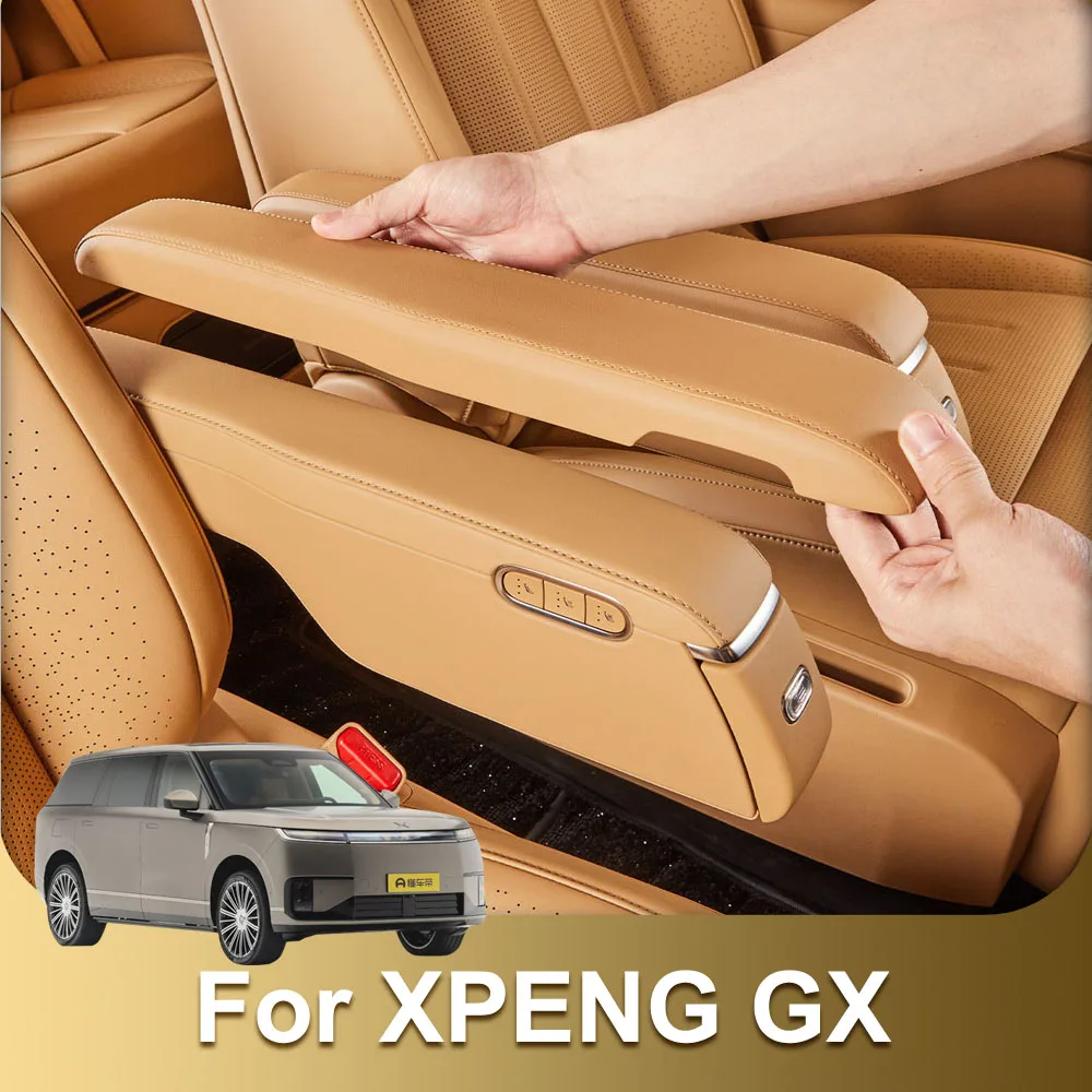 

2 Pcs Fit For Xpeng GX Second Row Seat Armrest Protective Cover Car Modification Supplies Original Color Leather Height Pad