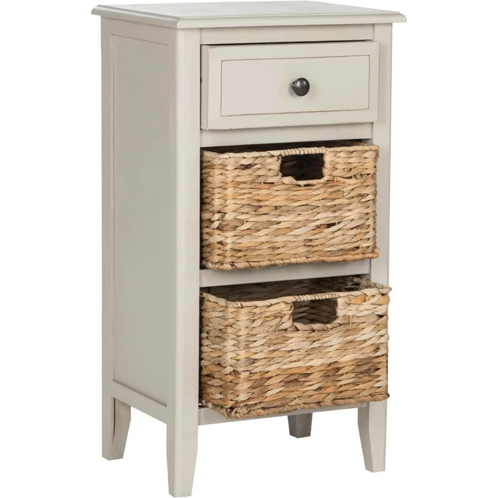 طاولة جانبية رمادية عتيقة مع درج وسلالان قابلة للإزالة لغرفة المعيشة أو غرفة النوم #4