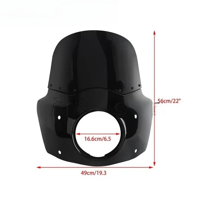 Gloss Black Front Motorcycle Fairing with Baja Designs LP6 Bracket Kit for Softail M8 Fat Bob 114 FXFB FXFBS 2018-2024