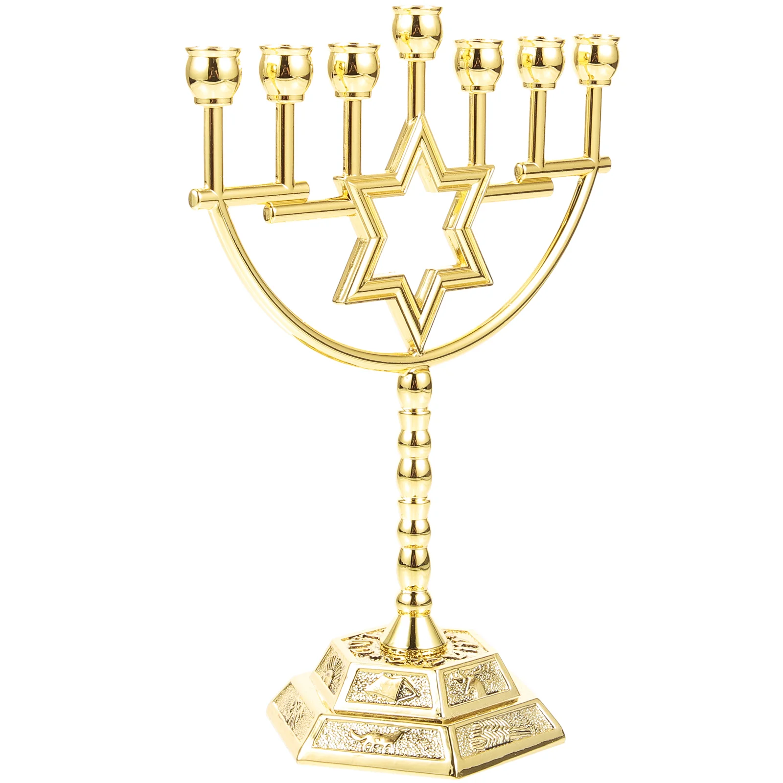 Jewish Candelabra Candlestick Vintage Decor Retro Tabletop Golden Sticks Holder