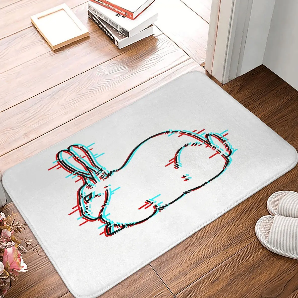 3D Three Dimensional Simulation Anti-Slip Doormat Living Room Mat Beveren Bunny Rabbit Balcony Carpet Welcome Rug Bedroom