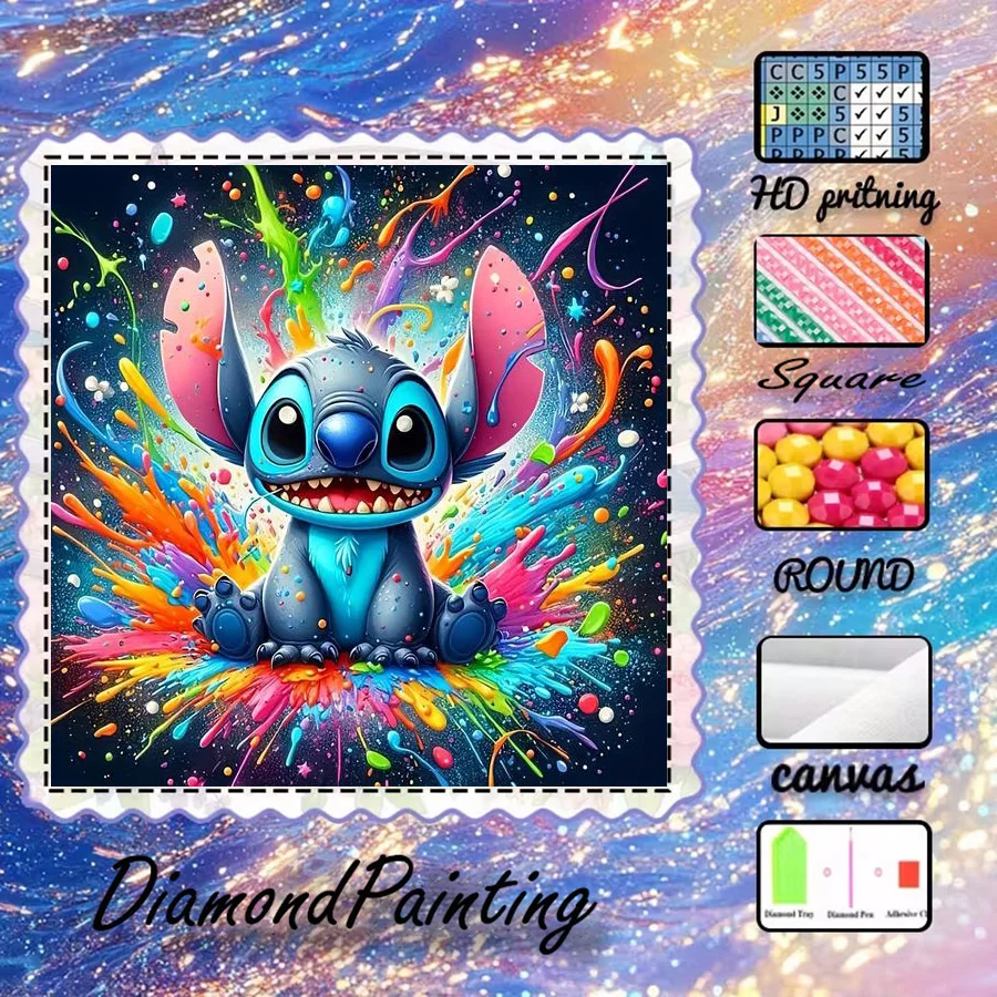 1 Stück - 5D-DIY - Beflockter Stoff - Spezialbohrer - Diamantmalerei-Set - Zeichentrickfigur - Mosaik - Diamantkunst
