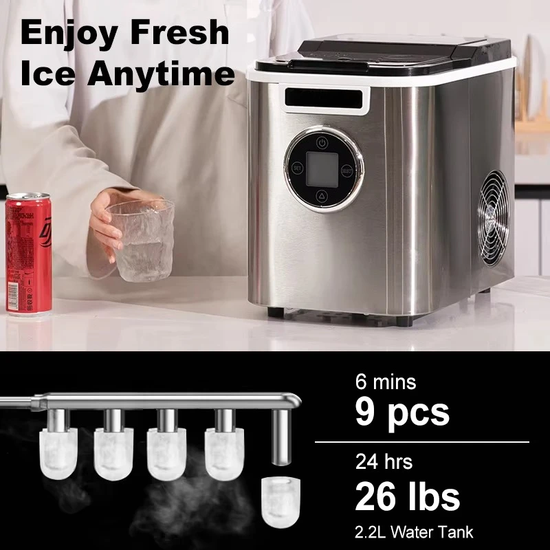 ASAS 12KG/24H Electric Intelligent Portable Home Ice Maker Custom
