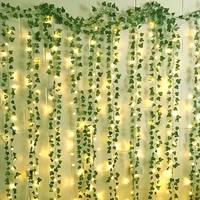 12 Packs Vine Hanging Garland String Light Artificial lvy LED StringLight For Bedroom Wedding Party Garden Wall Room Home Decor
