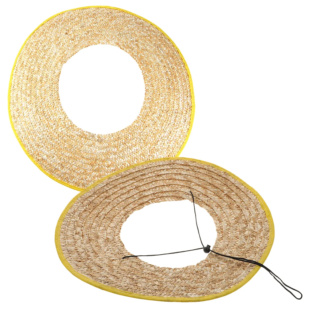 

2 Pcs Curtain Straw Hats for Men Sun Visor Hard Shade Neck Protection Wheat Cover Work Construction Accessories