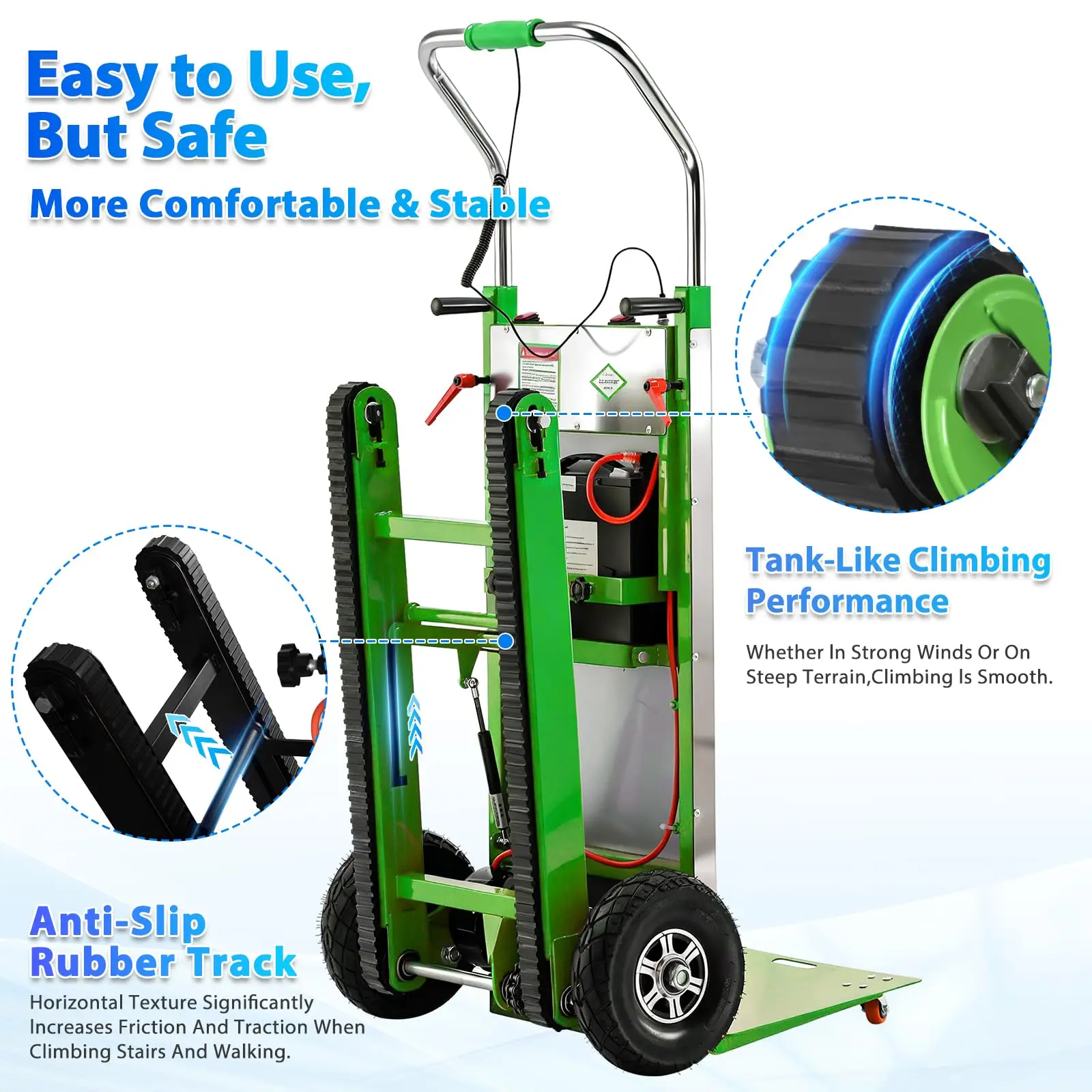 Electric Stair Climbing Dolly, 1250W Heavy Duty Electric Stair Climbing Hand Truck, 900lbs Max Load Capacity, 3 Mode