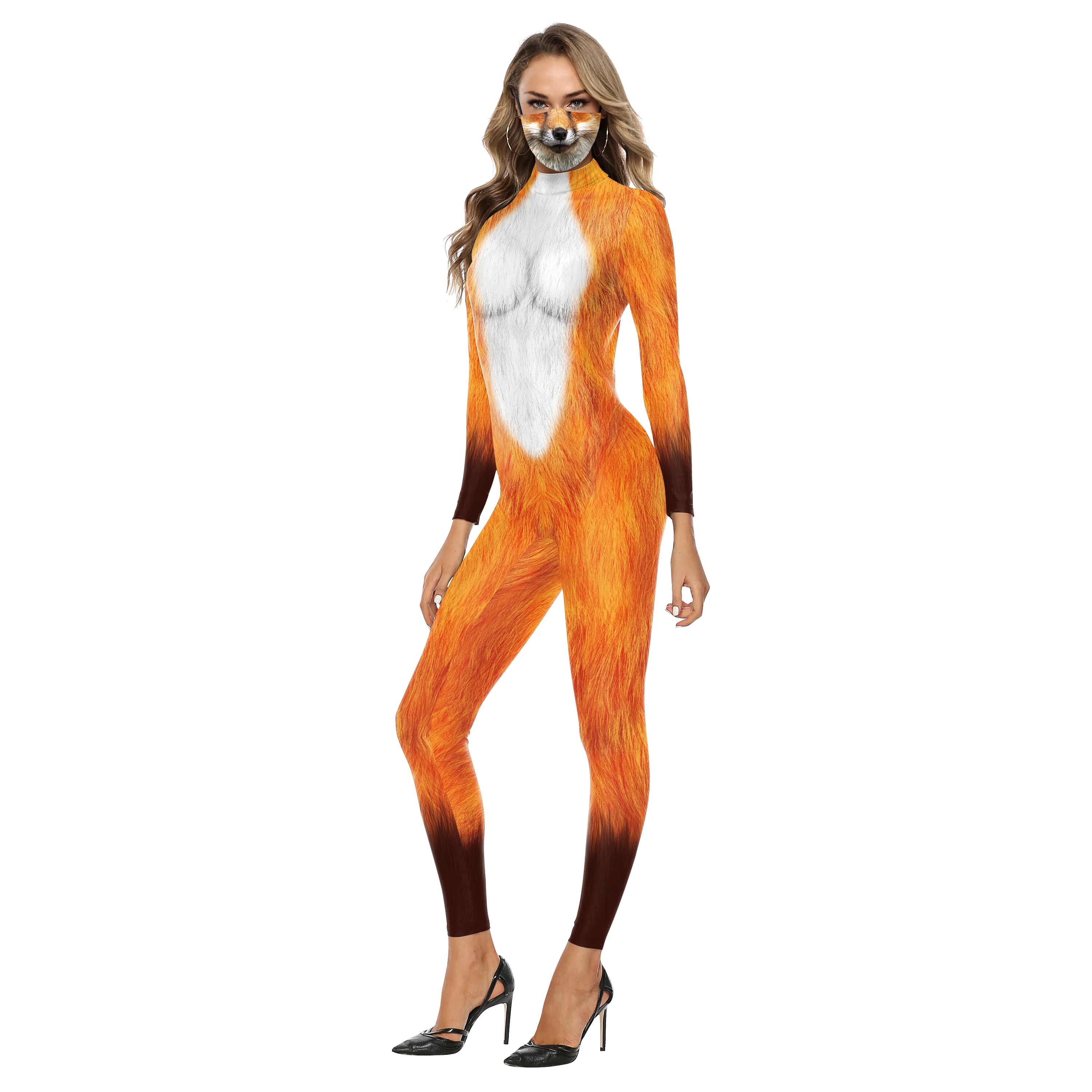 Zawaland-Mono de Cosplay Zentai para adultos, traje de cuerpo completo con estampado 3D de animales divertidos, para Halloween, para hombre y mujer