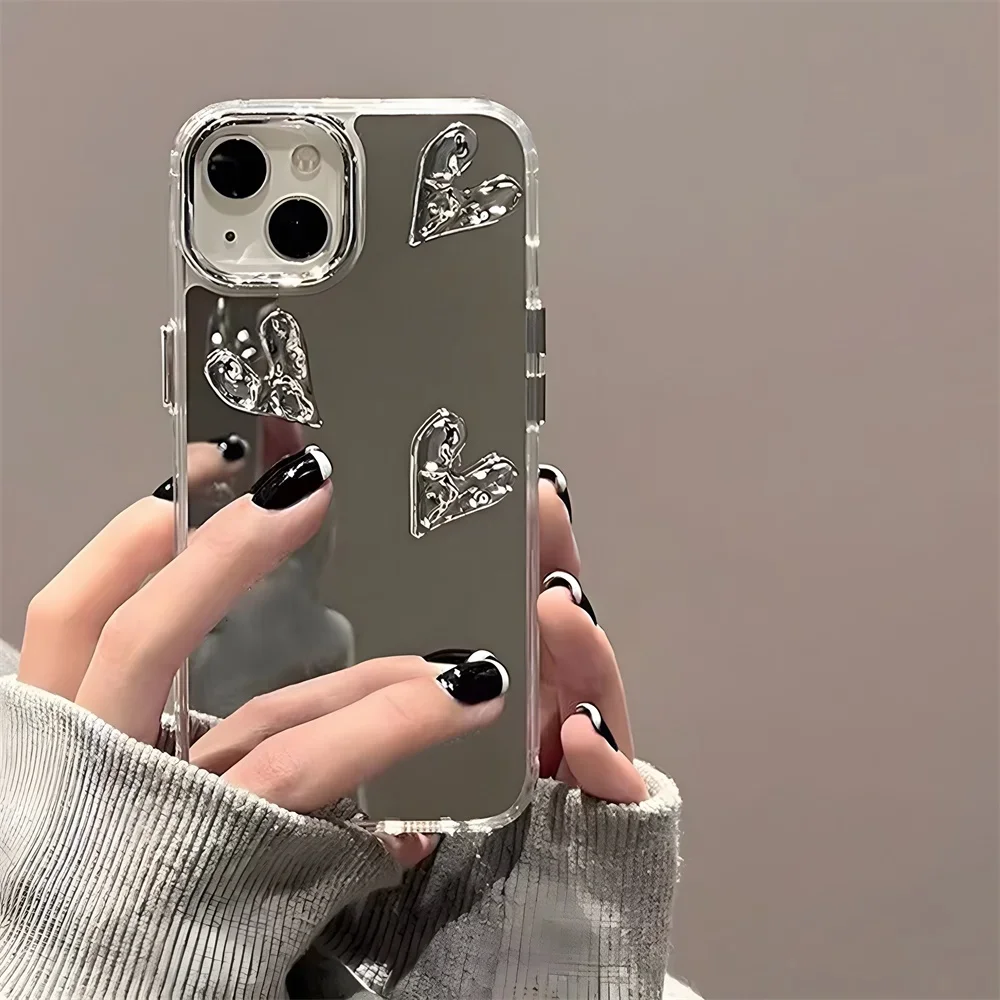 

3D Love Heart Mirror Чехол для телефона для iPhone 16 Pro Max Чехол для iPhone 13 11 12 14 15 Pro Max 16 Plus XR XS X Силиконовый мягкий чехол