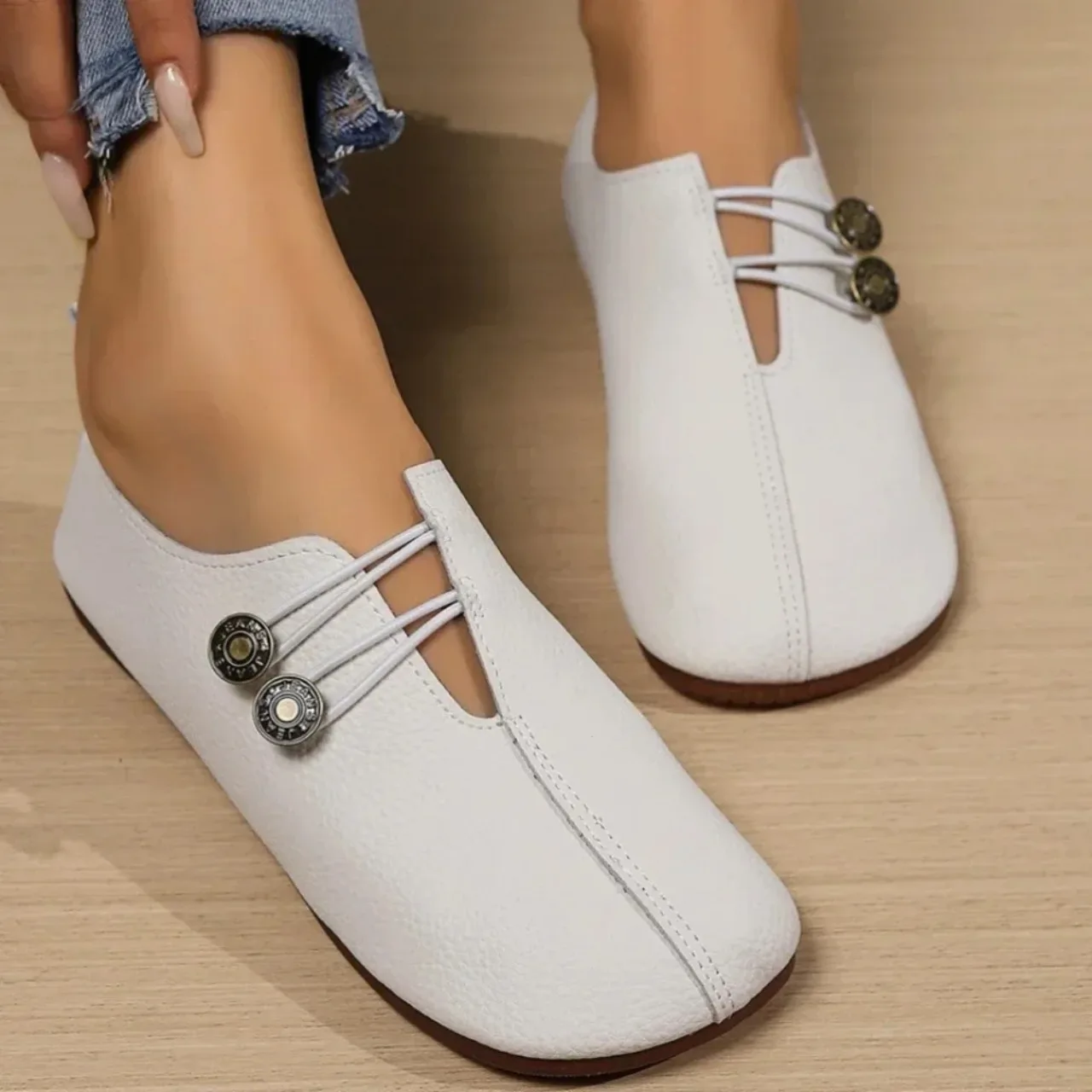 Summer Genuine Leather Women Shoes New Off White Non-slip Mommy Shoes Woman Flats Fashion Ladies Casuals Shoes Zapatos De Mujer