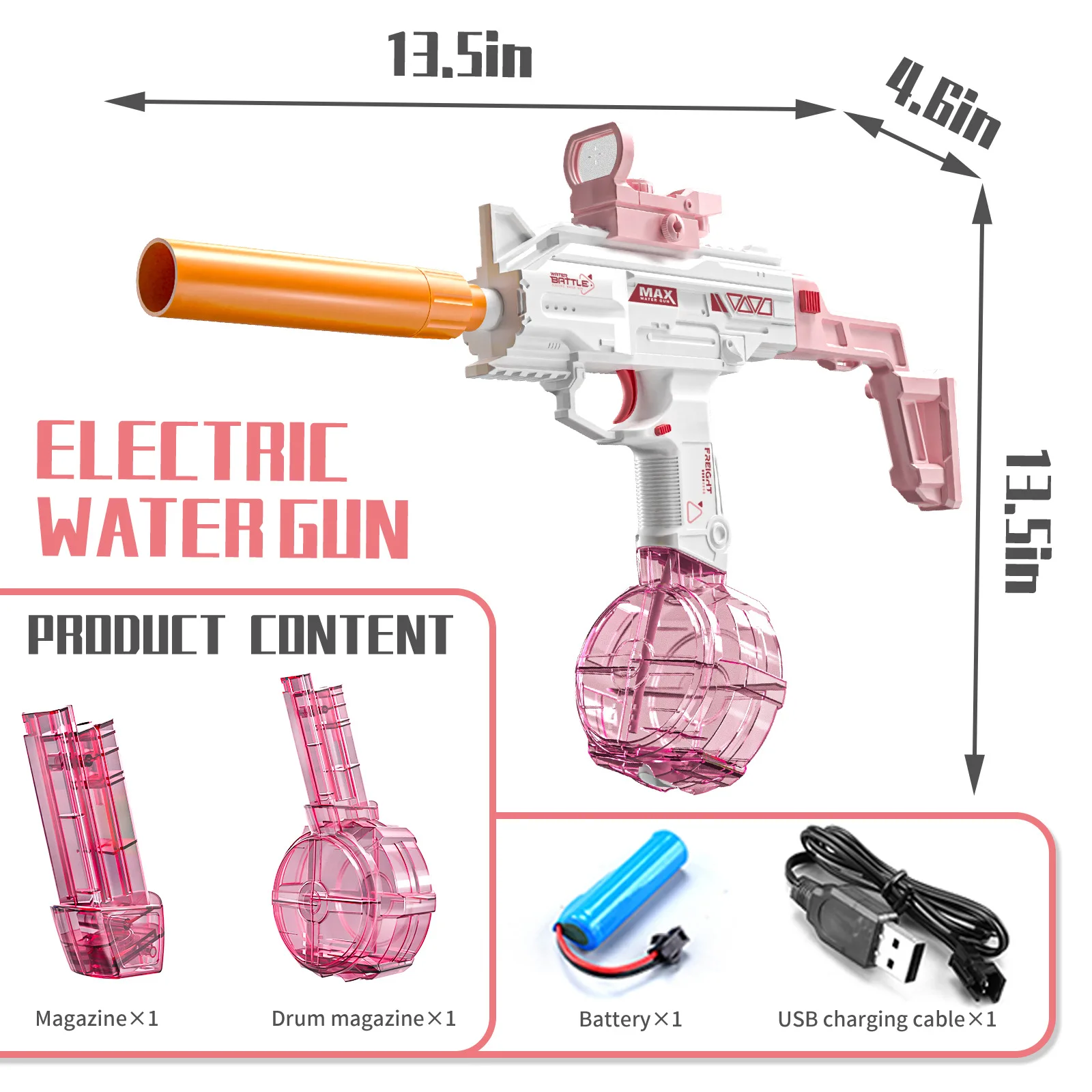 2024 Fully Electric Water Gun Toy Swimming Pool Play Water Toy Outdoor Games High Pressure Water Gun Summer Toys for Kids Gift