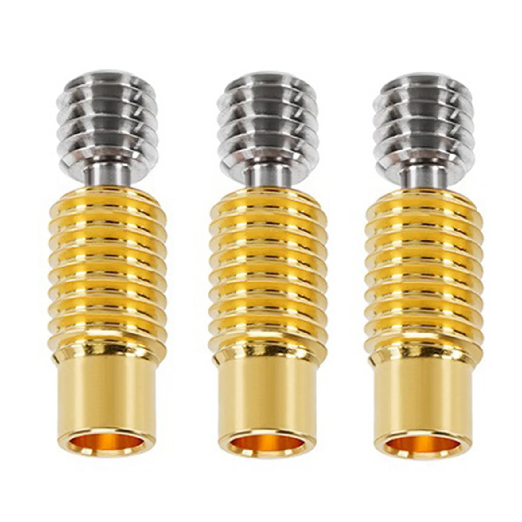 3Pcs High Temperature M6 Threaded Throat, for 1.75mm Consumables, for E3D V5/V6, Prusa I3 MK3S (Gold Plated, Threaded)