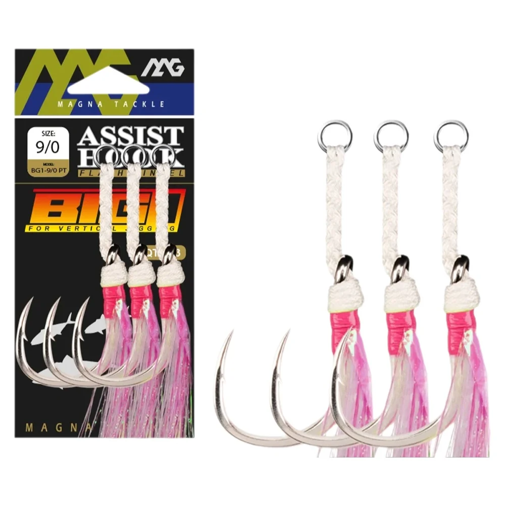 Hameçons MAG Hook Single Jig Hook pour Slow Jigging BG1-PT 3/0 5/0 7/0 9/0 11/0 Pêche 8062 Hameçons Assis Hameçons de pêche Hameçons de jig