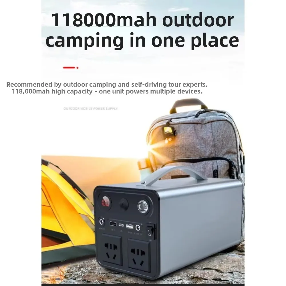 Portable 220V Outdoor Power Bank, High-Capacity Foldable Car Solar Small Multifunctional Mobile Power Supply for Stalls