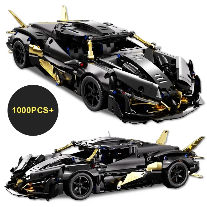 

MOC Technical Black Apollo Racing Car Hypercar Model Building Blocks Sportscar Vehicle Bricks Toys Adults Kids Gift 1000pcs 14+