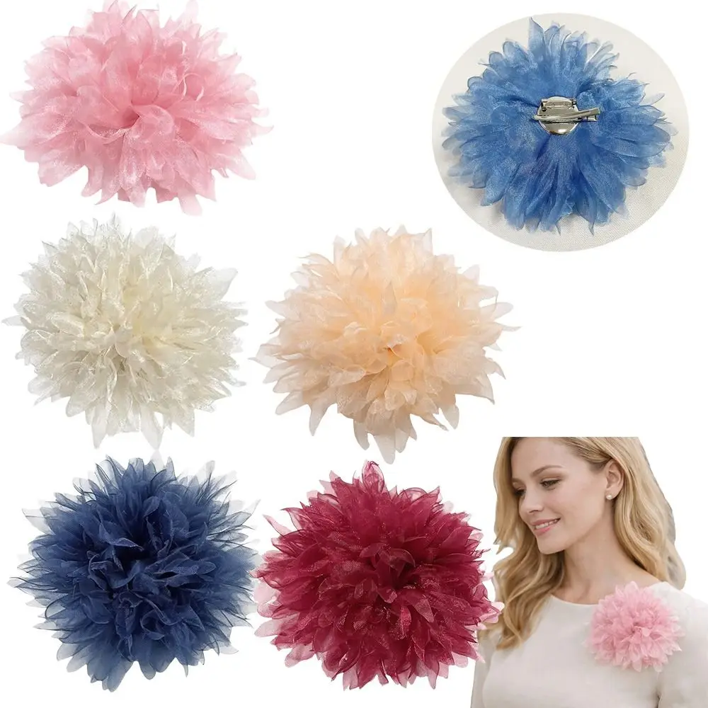 Handmade Lace Flower Brooch Sewing Applique Accessories Irregular Organza Vintage Brooch Clothing Dress Neck Decoration