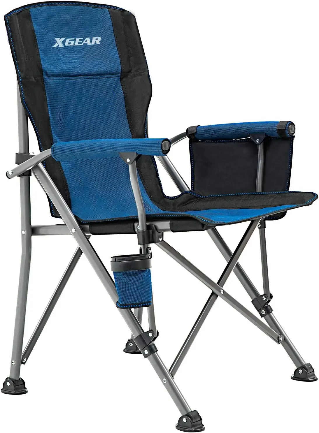 

Camping Chair,Padded Hard Armrest, Sturdy Folding Camp Chair,Cup Holder,Storage Pockets Carry Bag Included,Support to 300 lbs