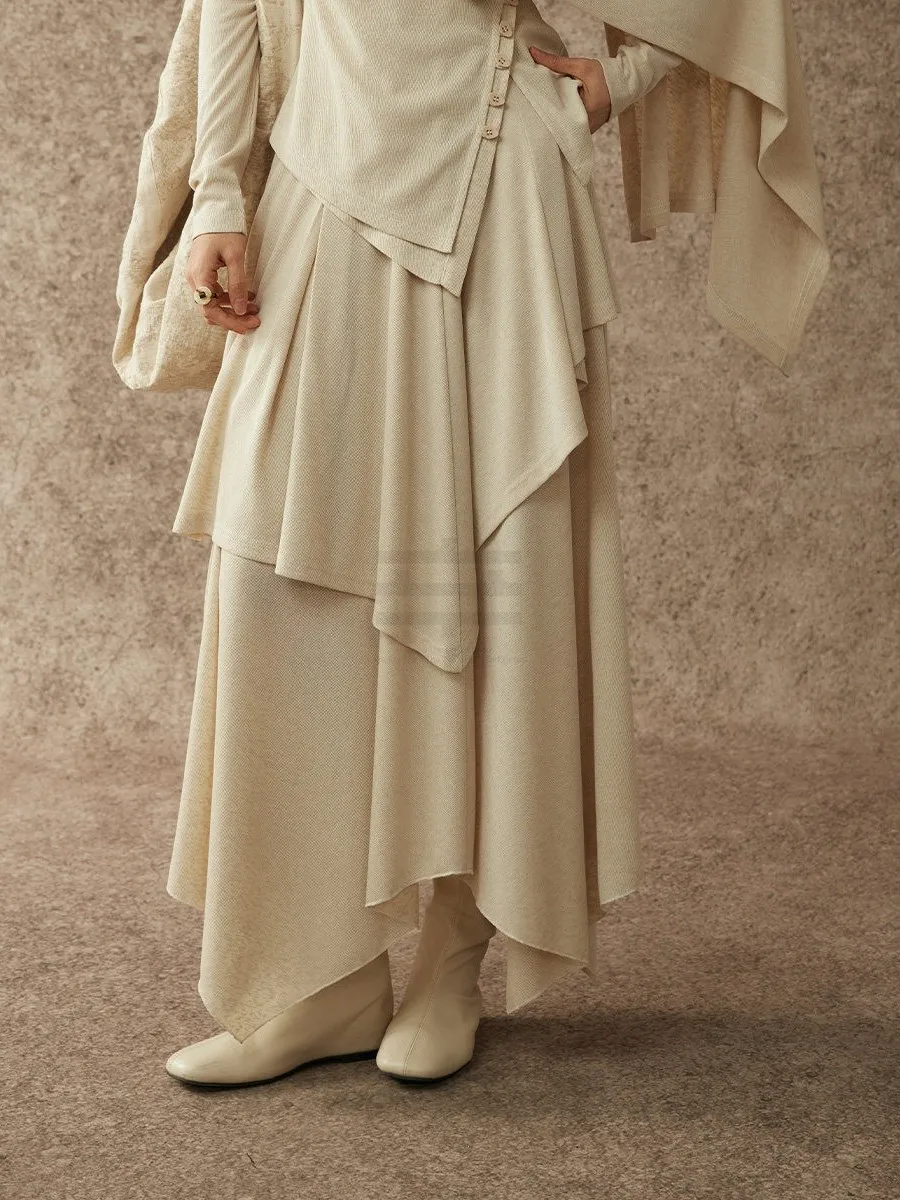 

Юбка Alpa Lew Cloud Draped Draped Draped Skirt, асимметричная, А-силуэт, миди, из смесового хлопка, льна и лиоцелла, Весна 2026