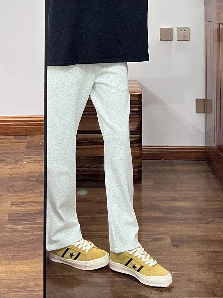 

Retro American Floral ey Men's Sweatpants High Waist Side Zipper Straight Leg Sport Long Trousers Spring Autumn Faion