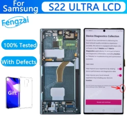 100% Test Super AMOLED Display For Samsung Galaxy S22 Ultra 5G LCD S908 S908B S908U Touch Screen Digitizer Assembly Replacement