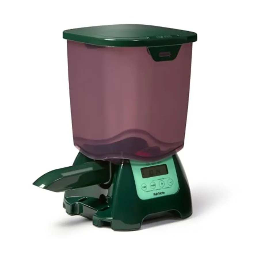 

Outdoor automatic pond fish feeder with weather-resistant design ABS plastic body black color programmable LCD timer and adjust