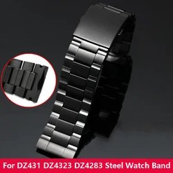 26mm Mens stainless steel bracelet for diesel DZ4318 DZ4283 watch band curved end solid metal watchband