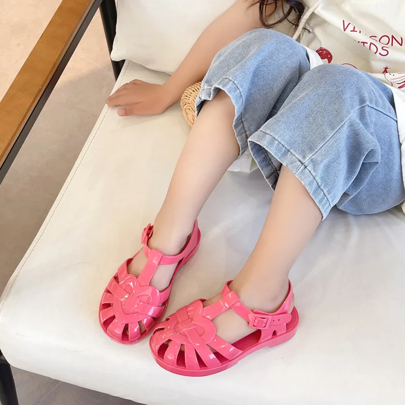 

Brand Girl Sandals 2025 Summer New Bright Face Love Girl Shoe Jelly Princess Shoe Kid Beach Sandals Boy Shoes Босоножки Женские
