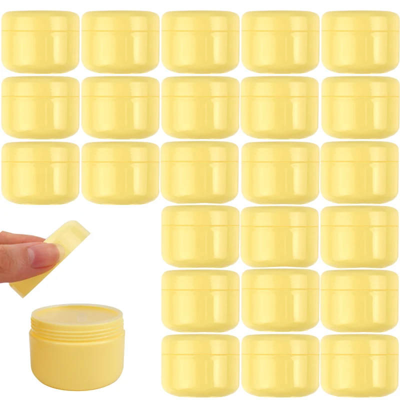 50Pcs 10g/20g/30g/50g/100g Empty Makeup Jar Pot Yellow Refillable Sample Bottles Travel Face Cream Lotion Cosmetic Container