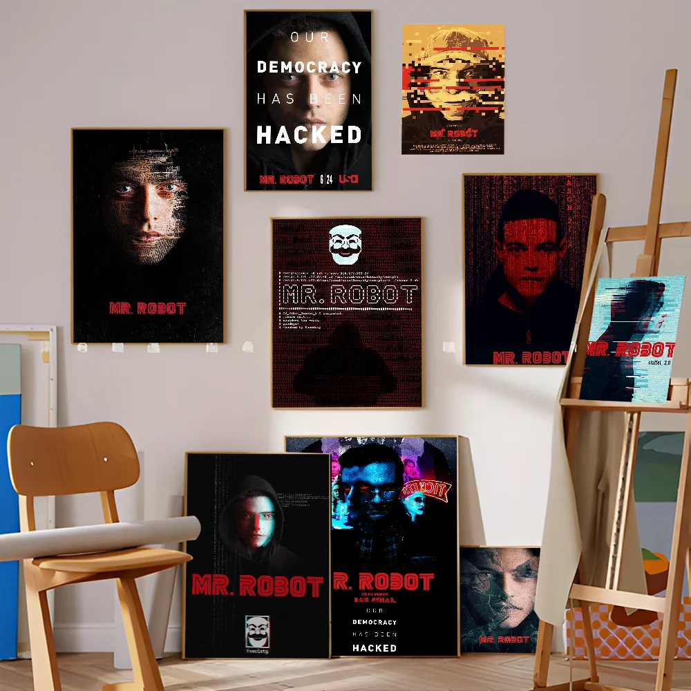 

Classic Movie Mr Robot Self-adhesive Art Poster Fancy Wall Sticker For Living Room Bar Decoration Vintage Decorative Painting