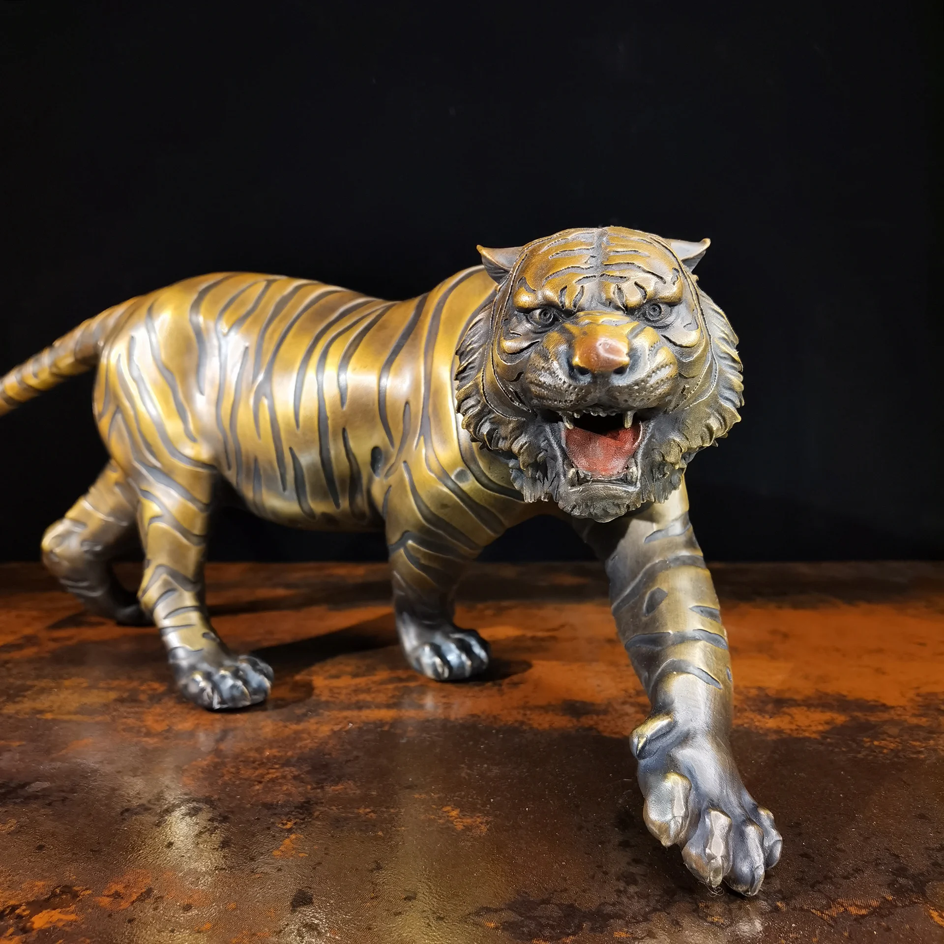 

large Limited Edition great master Europe Original flash tiger bronze Sculpture home office business animal TOP Ornament