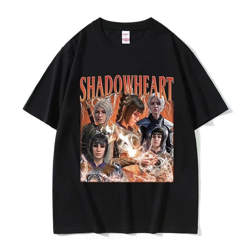 Vintage Shadowheart Graphic T Shirt Baldurs Gate 3 Cosplay Game T-shirts Men Women's Casual Cotton Oversized T-Shirt Streetwear