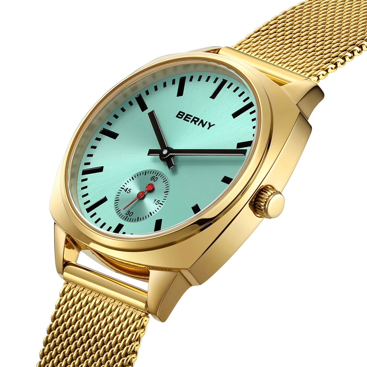 BERNY Railway Watch for Women Quartz Ladies Watch Simple Versatile Simple Dial Wristwatch Waterproof Leisure Watch for Women