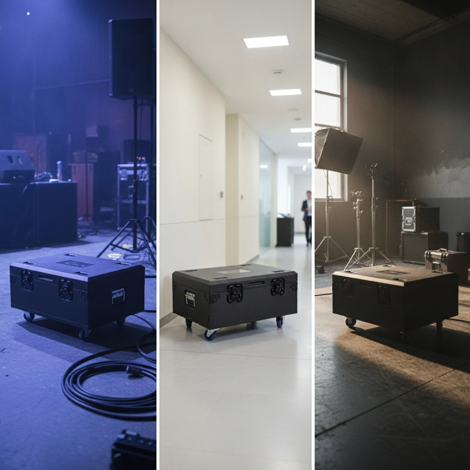 Lighting Case with Wheels Reinforced Flight Case with Wheels Road-Ready Impact-Resistant for Event Planners, Concert Touring