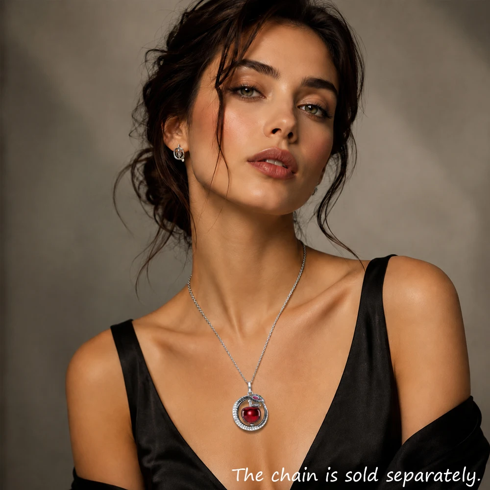 Pendant Apple With Snake Brand New Bohemia Fine Jewelry Europe 925 Sterling Silver Three-Dimensional Gift For Woman