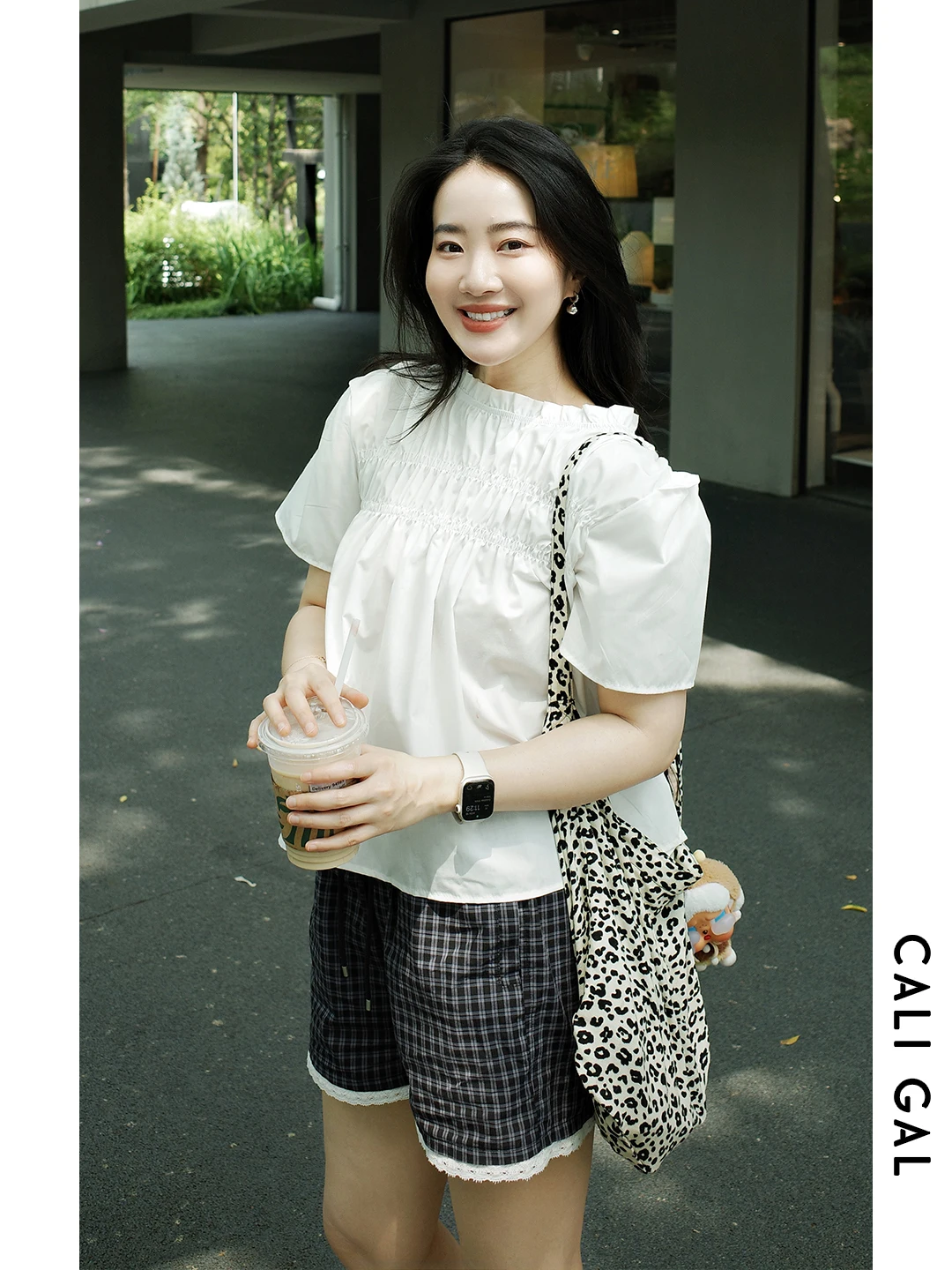 

Cali Gal Spring Summer Floral Lace Bubble Sve Loose Doll irt Korean Sle Cotton ort Sve round Ne Moisture ng