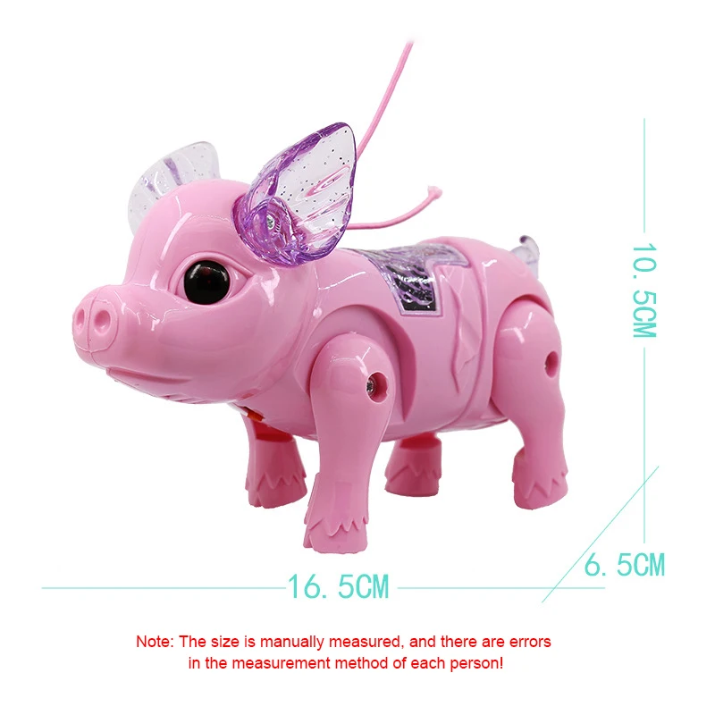 Electric Pulling Rope Pig Batteries Powered Luminous Music Walking Pig Toy Pets Interactive Toys  With Light For Children Gifts