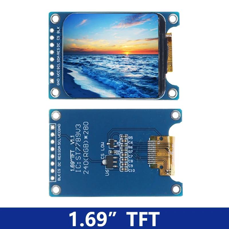 Modul Layar TFT Warna 1,69 Inci 1,69 Inci Layar LED LCD IPS HD Antarmuka SPI 240X280