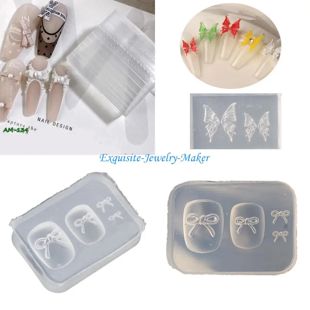 

24TF Silicone Carving Mold Bowknot Stamping Stencils UV Polish Molds
