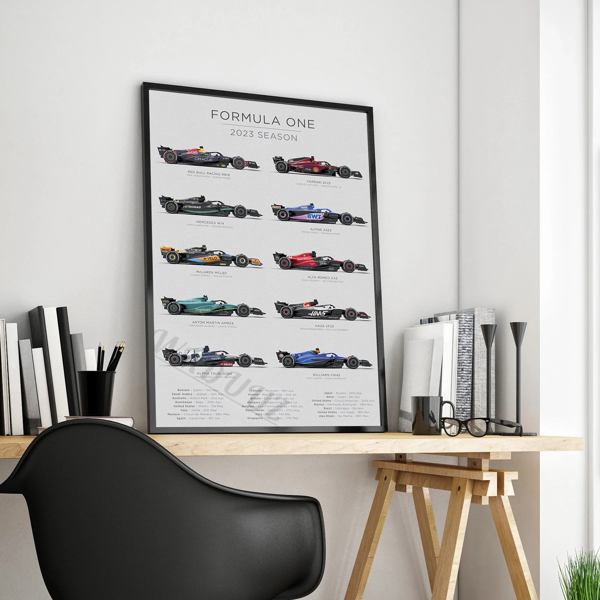 2023 Season Retro Formula 1 80S Car F1 Racing Team Print Posters Canvas Painting Wall Art Pictures For Living Room Home Decor