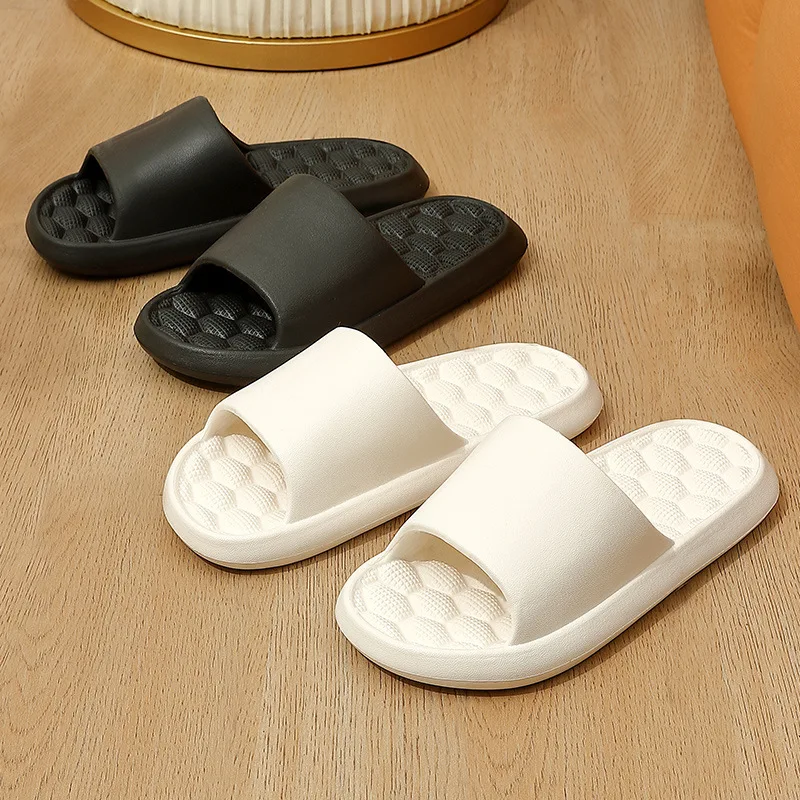 Soft Home Slippers Couple Summer Indoor Skid Proof Bathroom Slippers Sandals Hotel Solid Color Men Women Flip Flops Flat Shoes