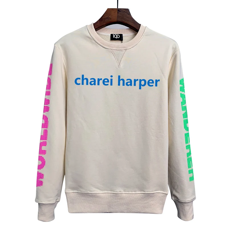 

chareiharper 100 dsq hoodie men's creative side sleeve letter print pullover Spring autumn long sleeve pure cotton European