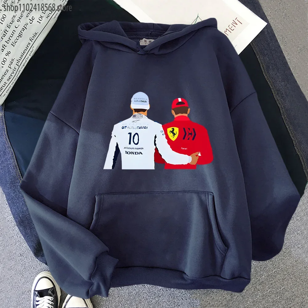 Hot Game F1 Car Hoodie Nuber No.10 and No.16 Print Sweatshirt Winter Women Clothes Y2k Sudaderas Female Male Tops Tracksuit Men