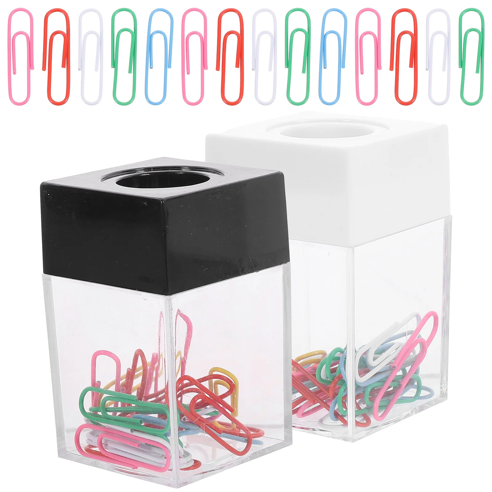 2 Pcs Square Macaron Color Magnetic Paper Clip Storage Bucket Clips Dispenser Phone