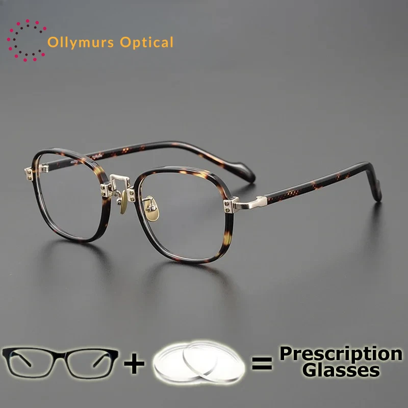 

OLLYMURS очки по рецепту мужские ацетатные титановые очки в оправе элитные модные мультифокальные прогрессивные широкие полевые линзы