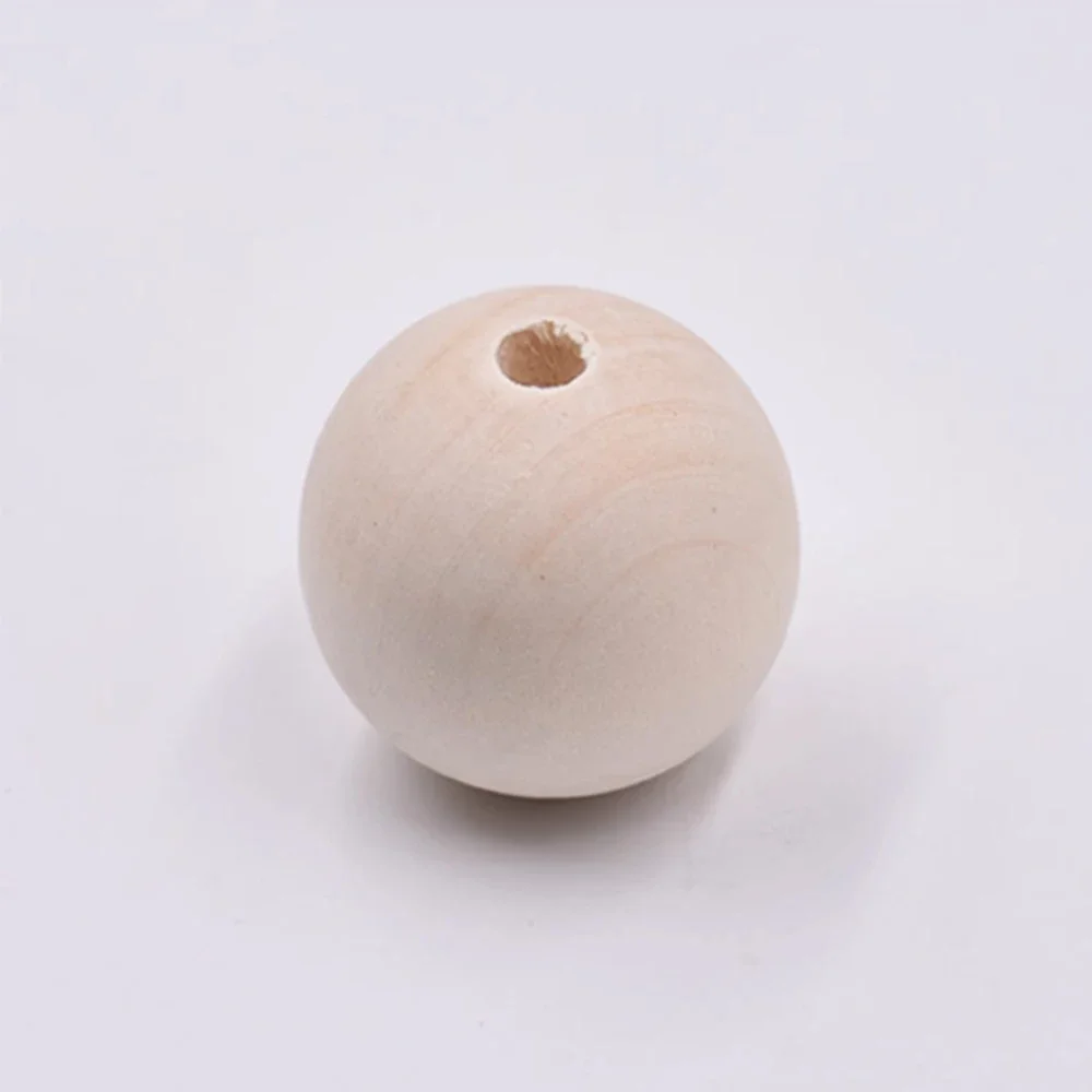 1-90Pcs Dia 5/6/8/10/12/14/16/18/20/25/30/35/40/50mm Hole Wooden Balls Natural Solid Wood Beads Round DIY For Making Handmade