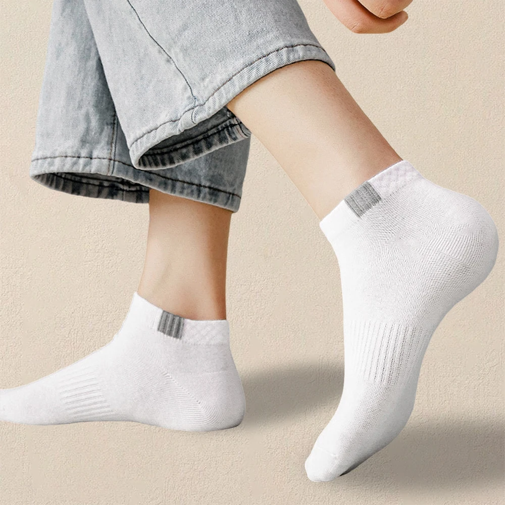 5 Pairs Men Minimalist Ankle Socks Fashionable Versatile Breathable Socks Comfortable Antibacterial Odor Resistant Casual Socks