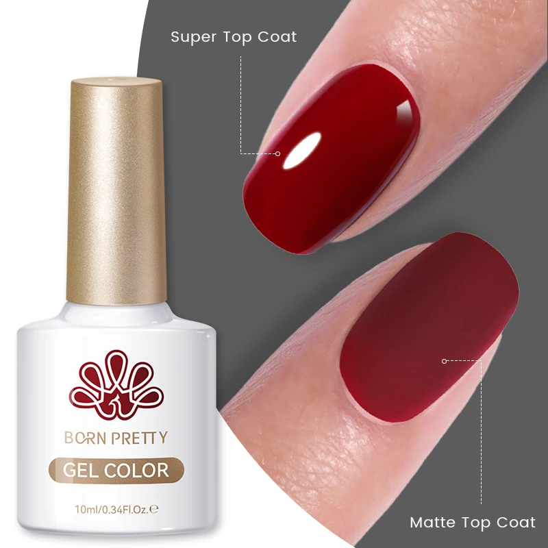 BORN PRETTY 10ML Red Silky Matte Nail Gel Polish Long Lasting Soak Off UV LED Semi Permanent  French Nail Art Manicure DIY