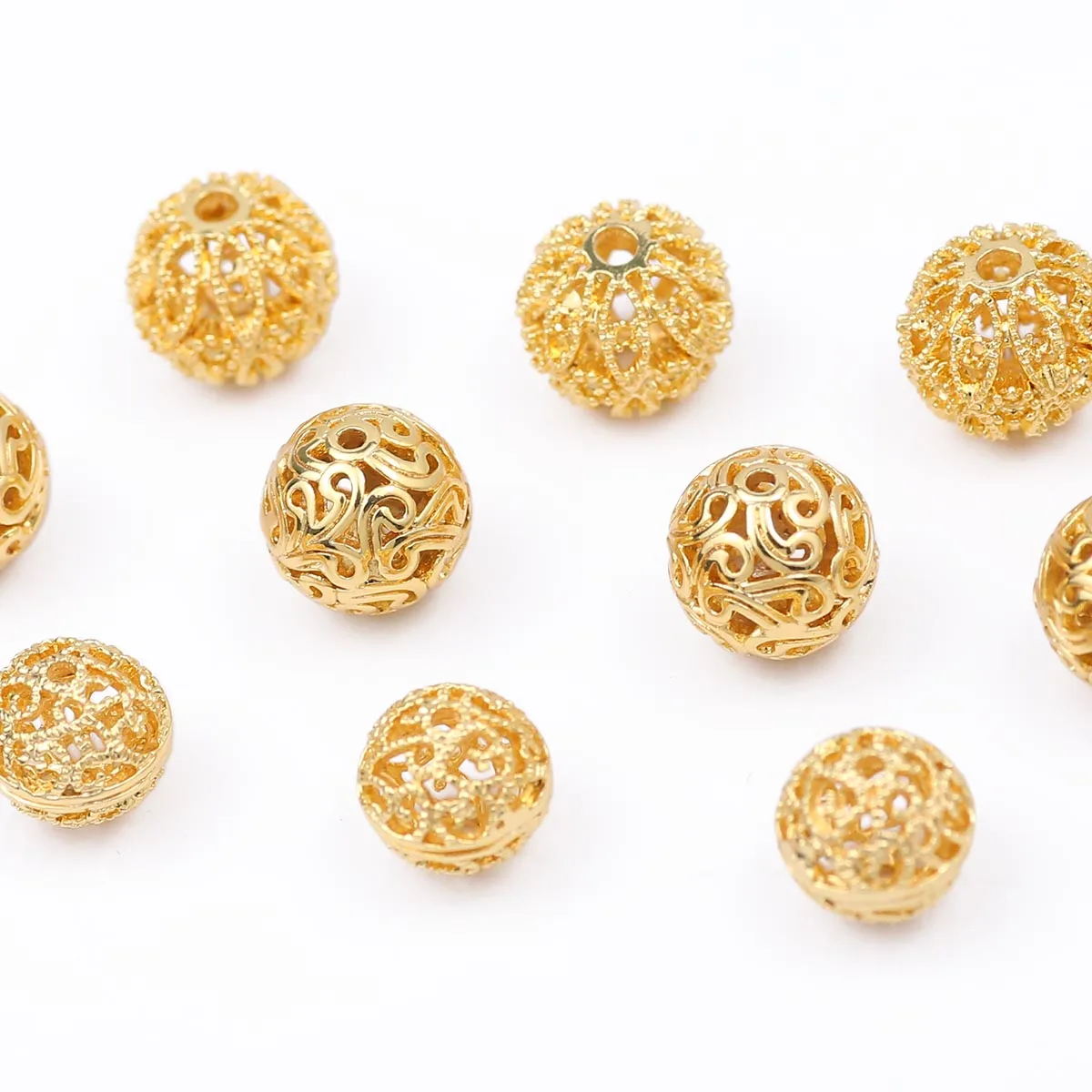 10/11/11.2 مللي متر جوفاء التدريجي النحاس الجولة متباعدة فضفاض الخرز لصنع المجوهرات Charms سوار قلادة ياردروب DIY بها بنفسك اكسسوارات #2