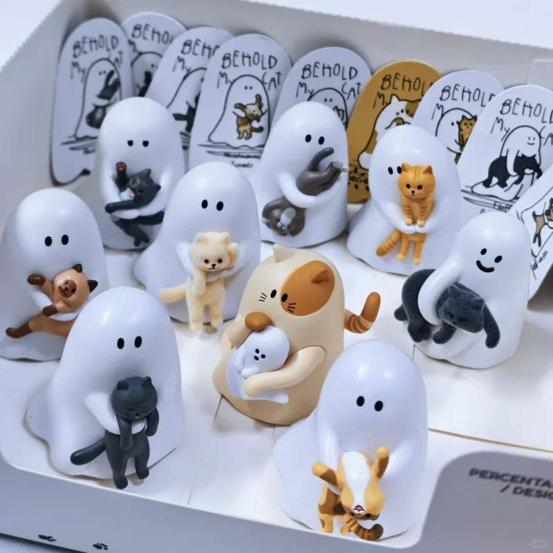 В наличии: Оригинальные фигурки Ghody Behold My Cat Blind Box, миниатюрные синие Furbal, Lucky Little White, модные игрушки, декоративные праздничные подарки