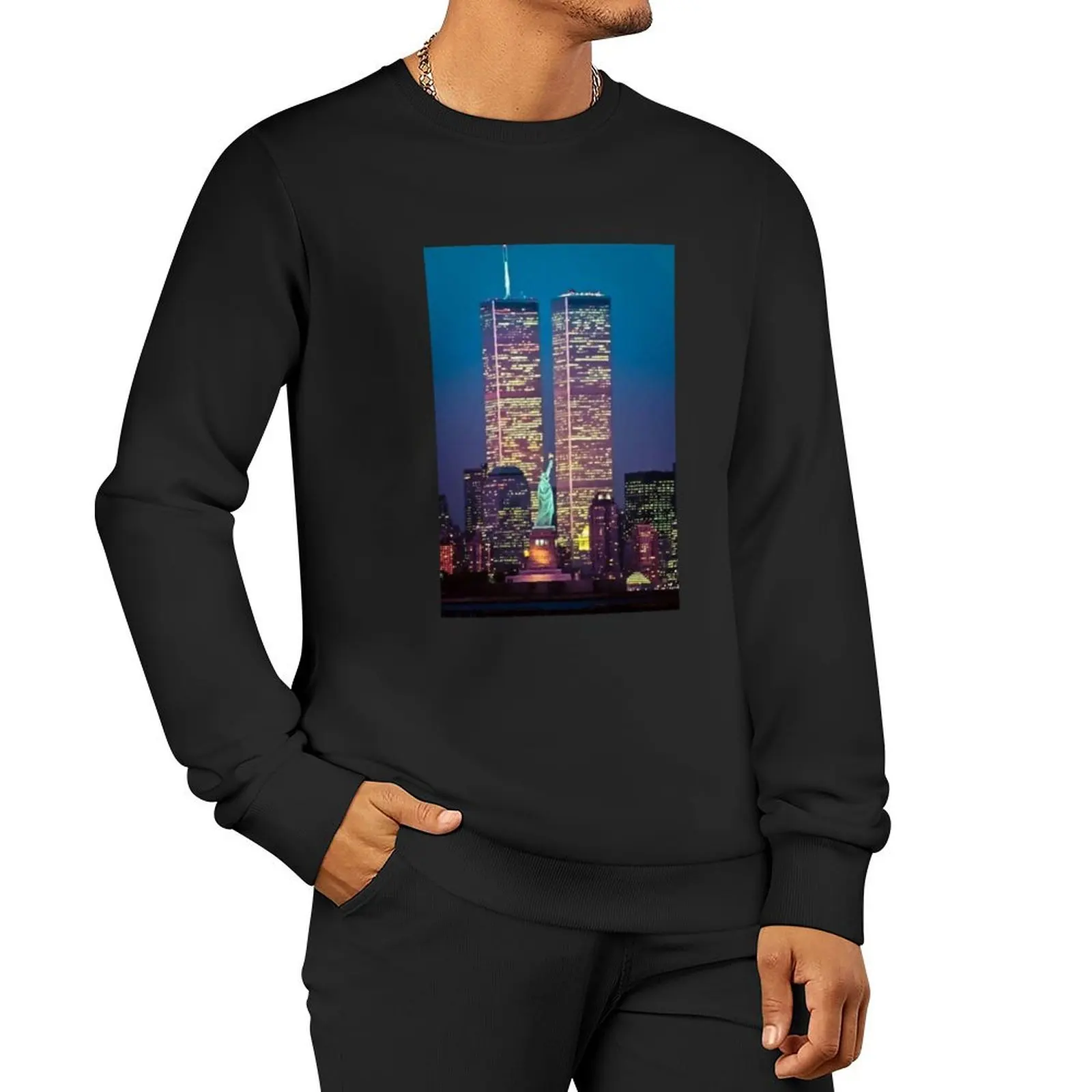 

Twin Towers Pullover Hoodie autumn korean clothes graphic sweatshirts