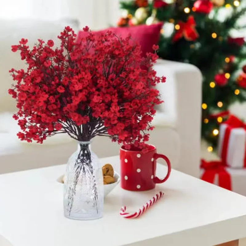 NEW Artificial Flowers Cherry Blossoms Gypsophila Fake Flowers Branch Wedding Home Decoration Flower Arrangement